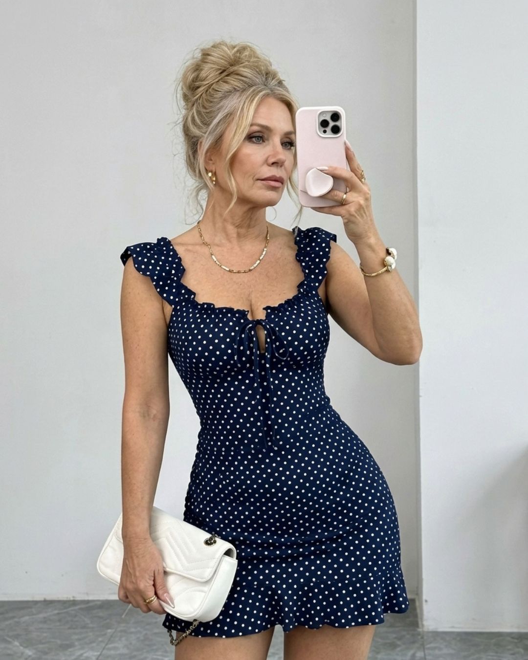 Willluxe® Front-Lace-Up Ruffled Waist-Cinched Slim-Fit Dress