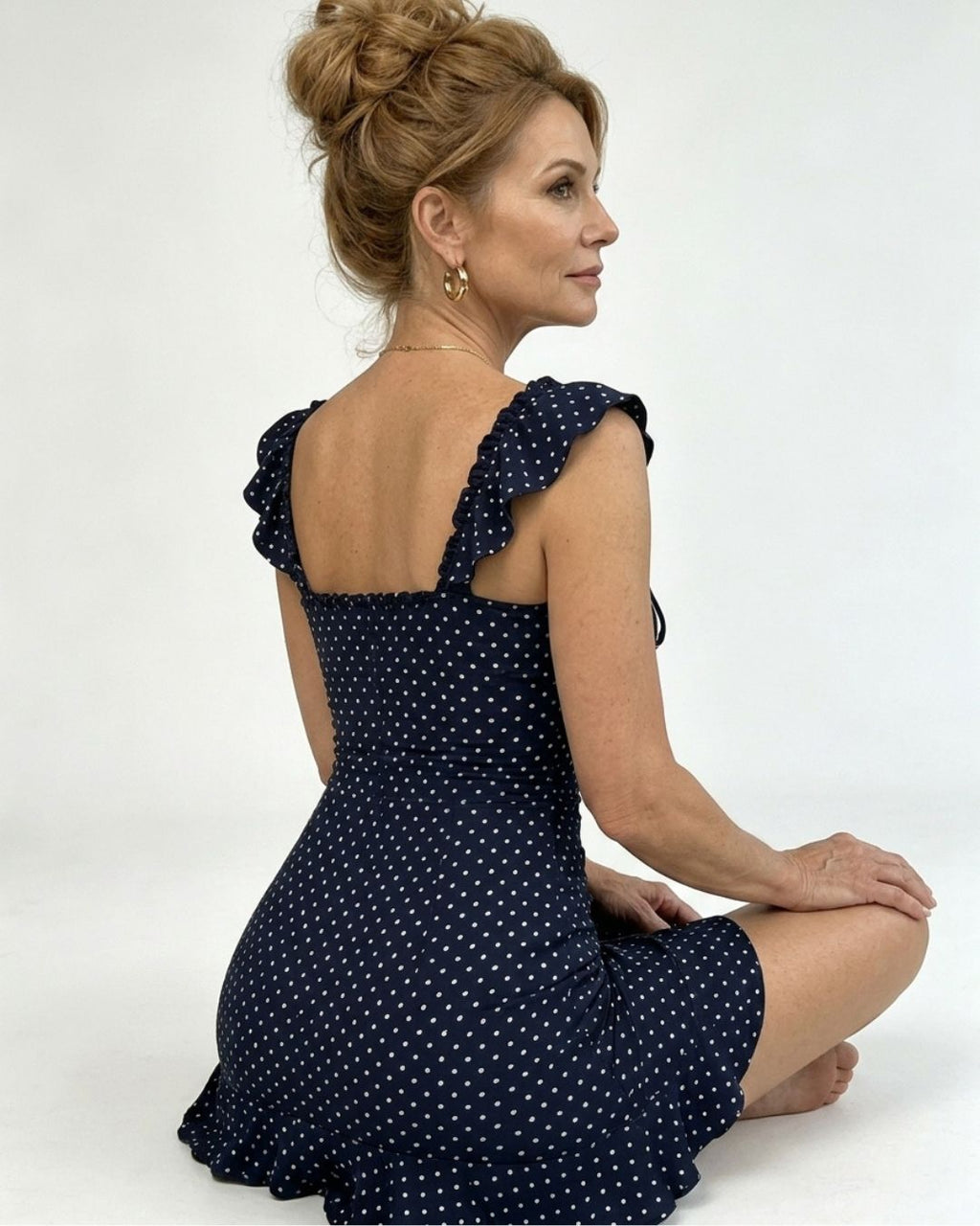 Willluxe® Front-Lace-Up Ruffled Waist-Cinched Slim-Fit Dress
