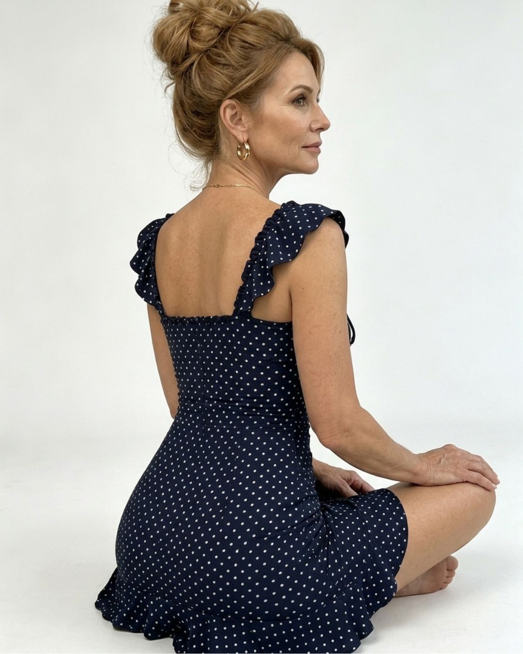 Willluxe® Front-Lace-Up Ruffled Waist-Cinched Slim-Fit Dress