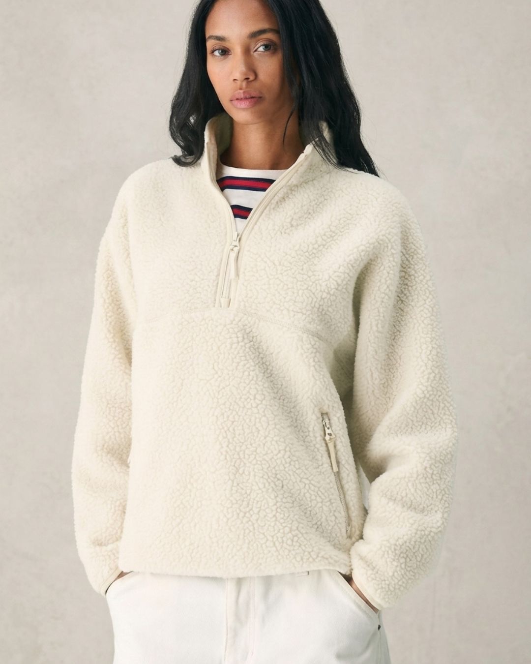 Willluxe® Fleece Half-Zip Mock Neck Pullover