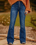 Willluxe® High-Waisted Washed Flare Jeans