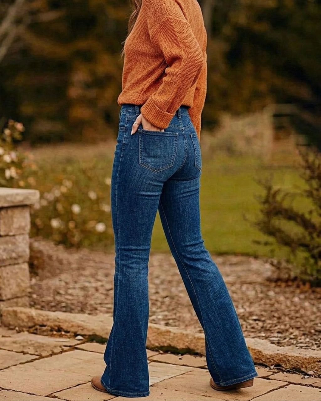 Willluxe® High-Waisted Washed Flare Jeans