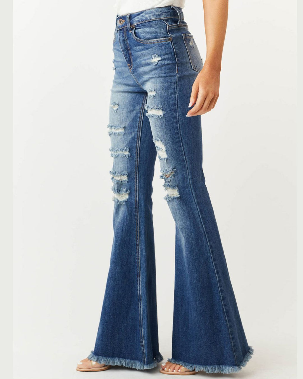 Willluxe® Distressed Stretch Flare Jeans