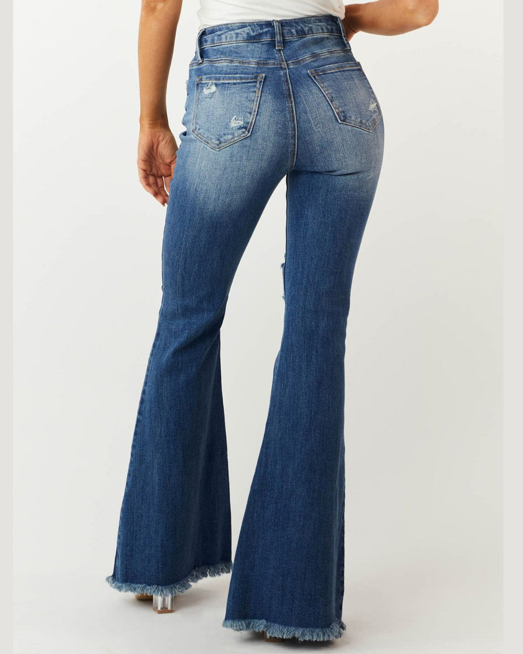 Willluxe® Distressed Stretch Flare Jeans