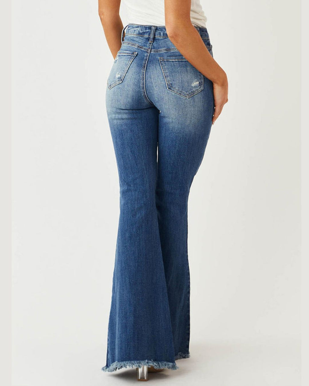 Willluxe® Distressed Stretch Flare Jeans