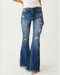 Willluxe® Distressed Stretch Flare Jeans