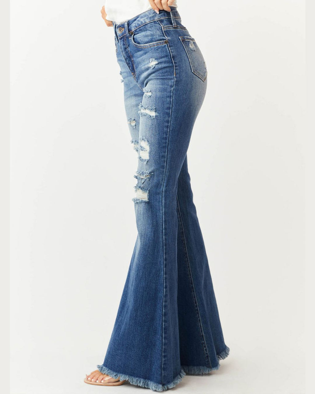 Willluxe® Distressed Stretch Flare Jeans