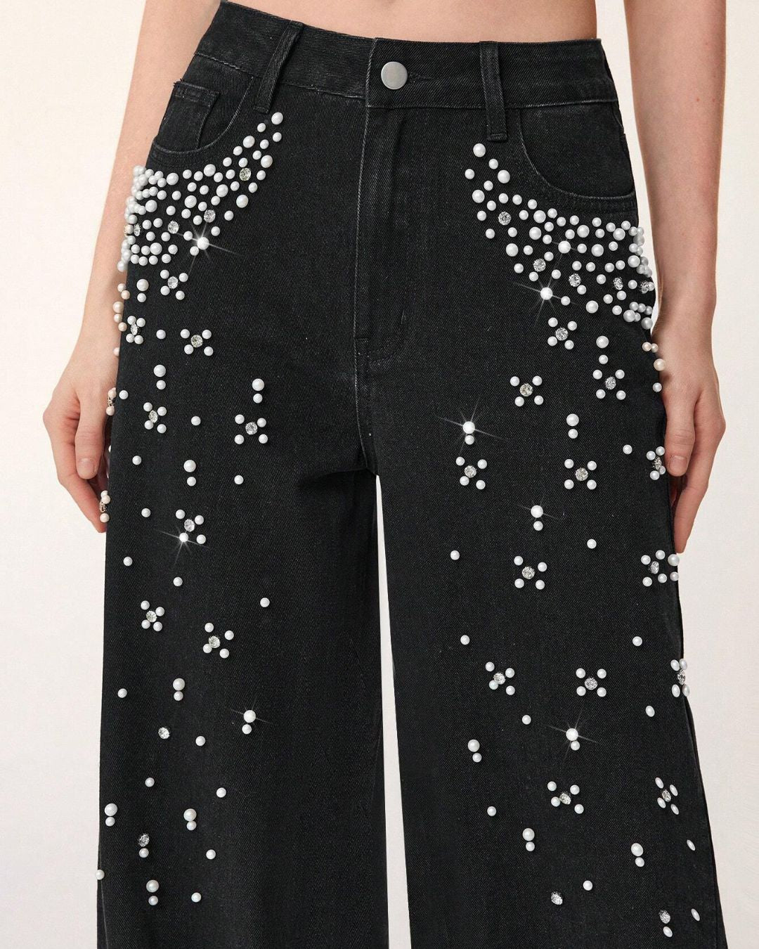 Willluxe® Beaded Detail Relaxed Straight-Leg Jeans