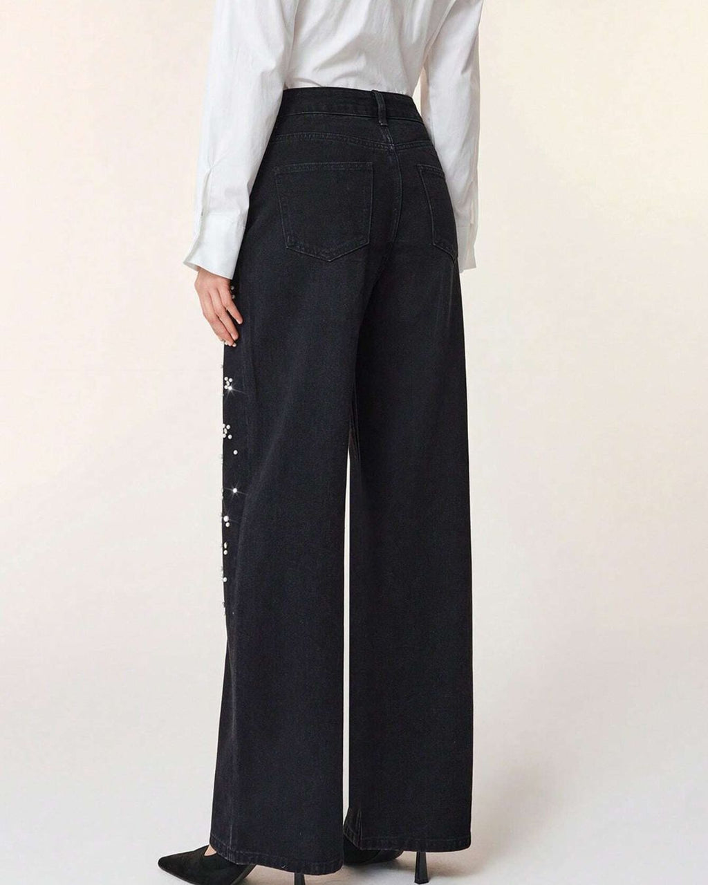 Willluxe® Beaded Detail Relaxed Straight-Leg Jeans