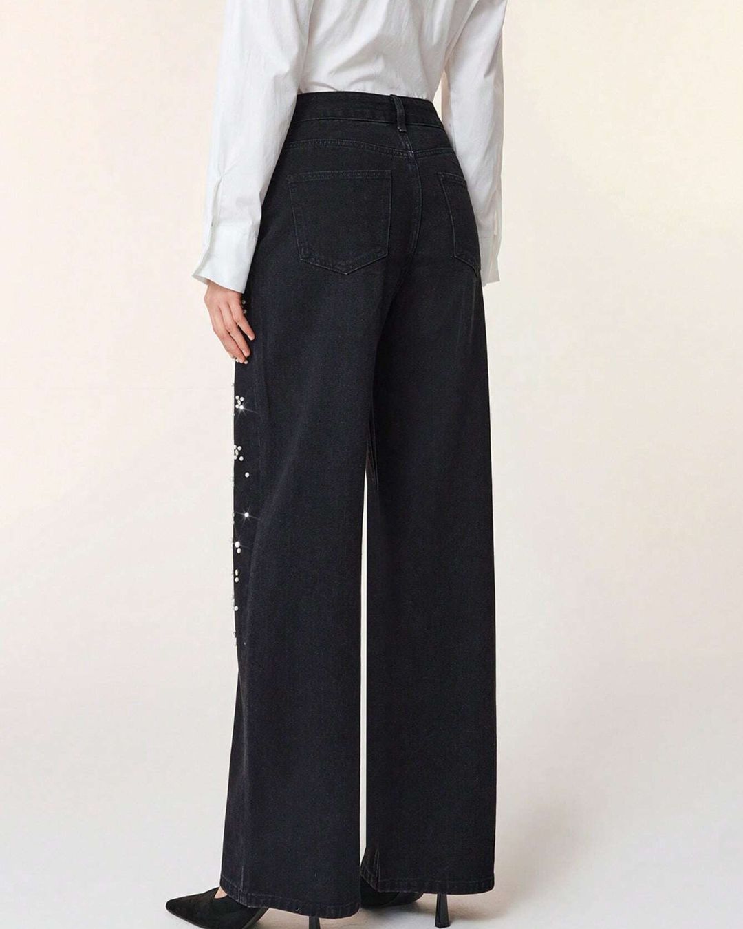 Willluxe® Beaded Detail Relaxed Straight-Leg Jeans
