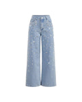 Willluxe® Beaded Detail Relaxed Straight-Leg Jeans
