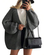Willluxe® Oversized Lantern Sleeve Knit Cardigan Sweater