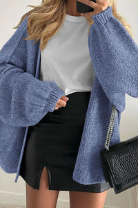 Willluxe® Oversized Lantern Sleeve Knit Cardigan Sweater