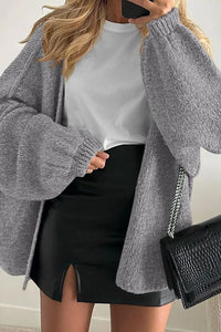 Willluxe® Oversized Lantern Sleeve Knit Cardigan Sweater