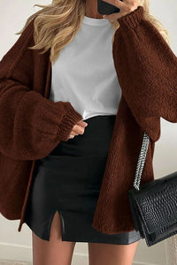 Willluxe® Oversized Lantern Sleeve Knit Cardigan Sweater