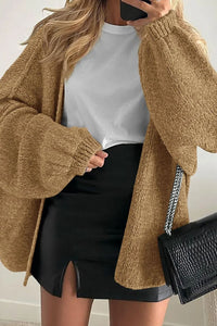 Willluxe® Oversized Lantern Sleeve Knit Cardigan Sweater
