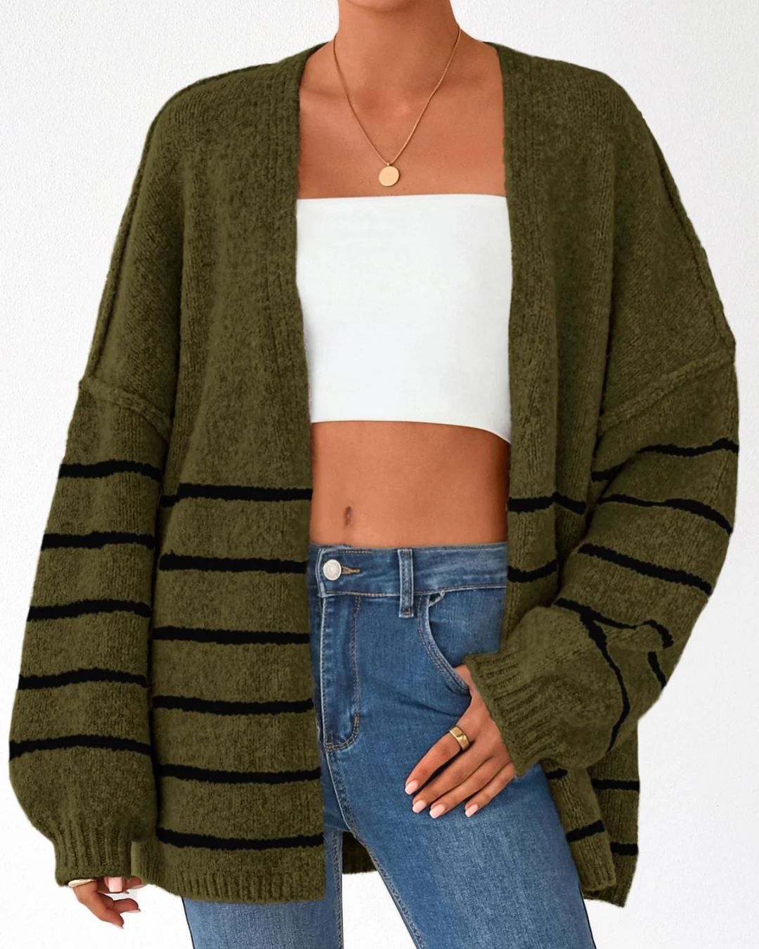Willluxe® Oversized Lantern Sleeve Knit Cardigan Sweater