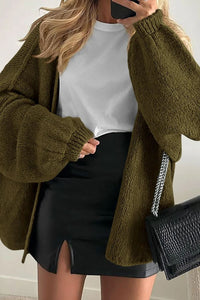 Willluxe® Oversized Lantern Sleeve Knit Cardigan Sweater