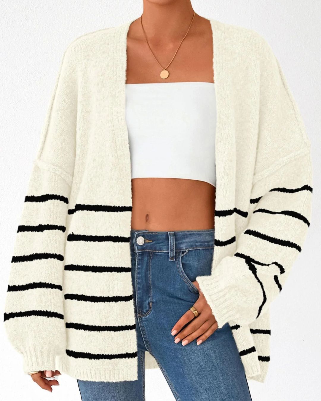 Willluxe® Oversized Lantern Sleeve Knit Cardigan Sweater