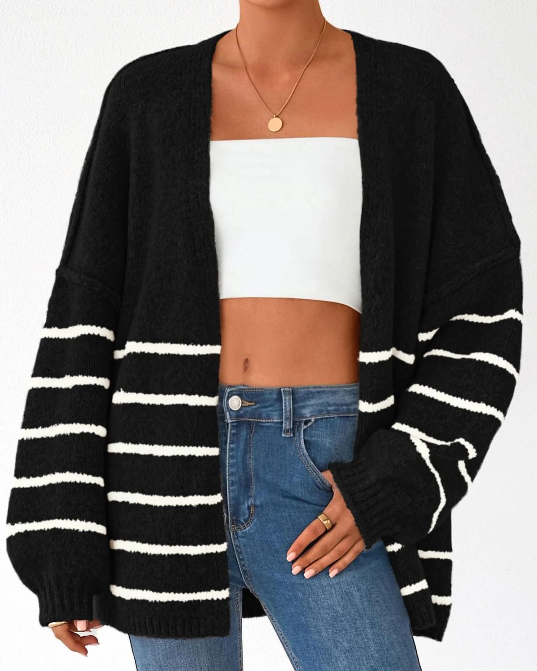 Willluxe® Oversized Lantern Sleeve Knit Cardigan Sweater
