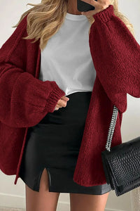 Willluxe® Oversized Lantern Sleeve Knit Cardigan Sweater
