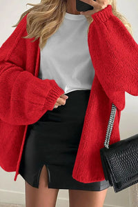 Willluxe® Oversized Lantern Sleeve Knit Cardigan Sweater