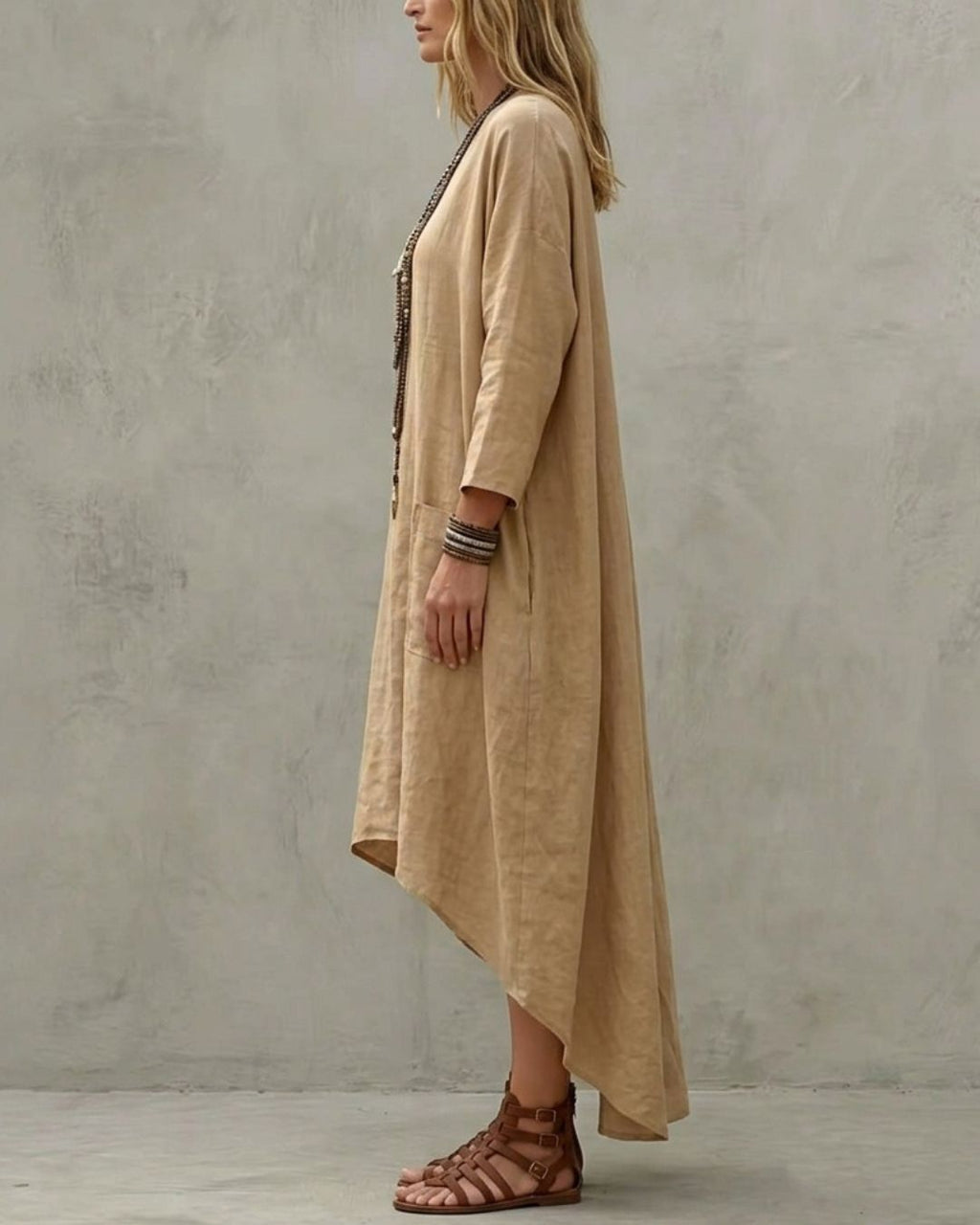 Willluxe® Relaxed V-Neck Asymmetrical Dress