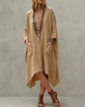 Willluxe® Relaxed V-Neck Asymmetrical Dress