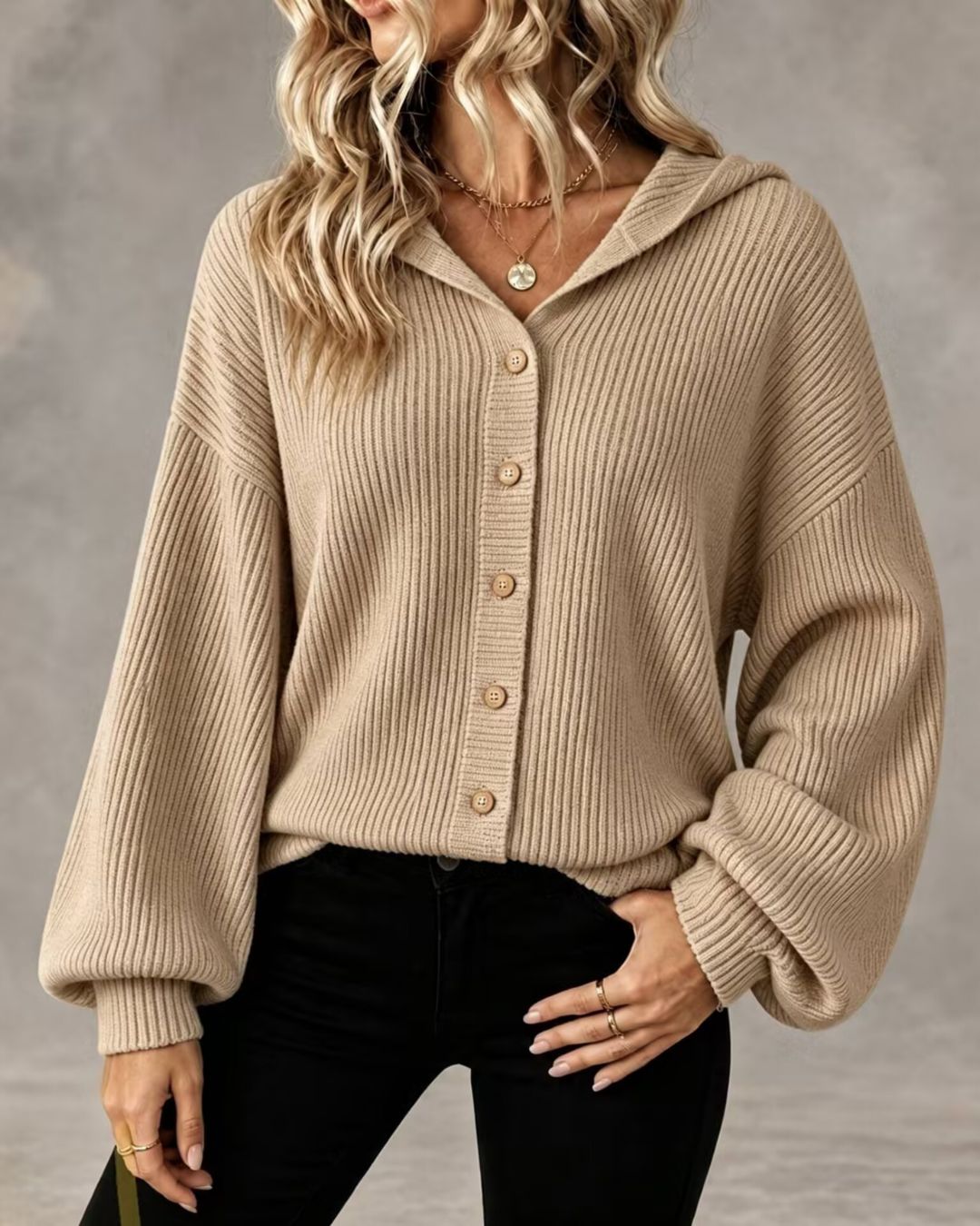 Willluxe® Hooded Corduroy Button-Up Jacket