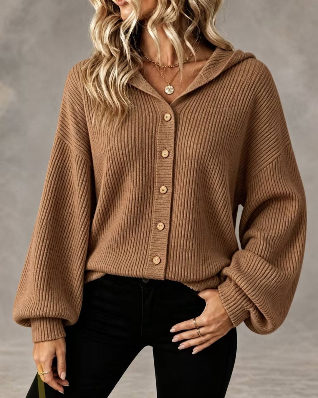 Willluxe® Hooded Corduroy Button-Up Jacket