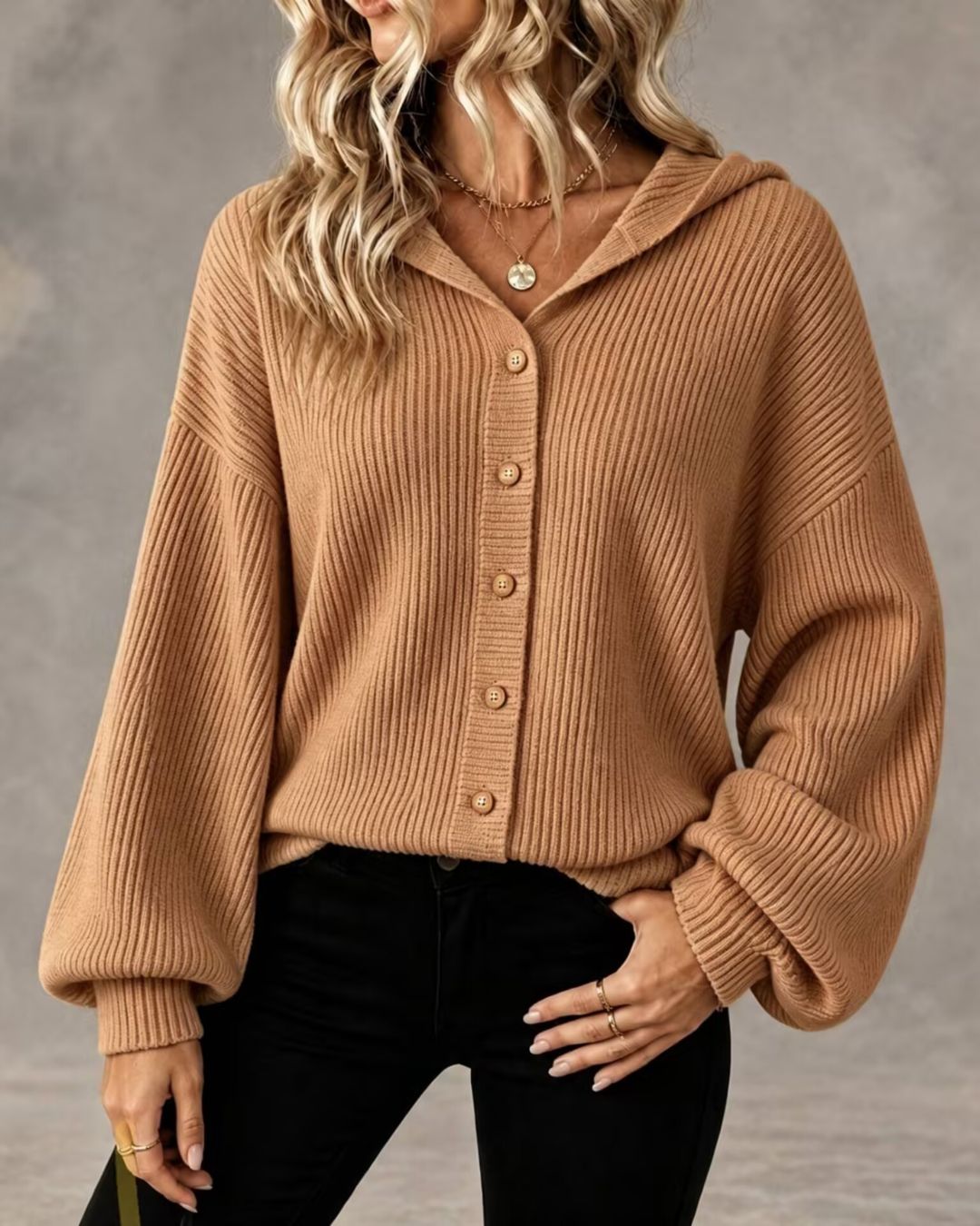 Willluxe® Hooded Corduroy Button-Up Jacket