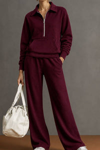 Willluxe® Half-Zip Sweatshirt & Pants Set