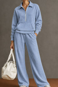 Willluxe® Half-Zip Sweatshirt & Pants Set