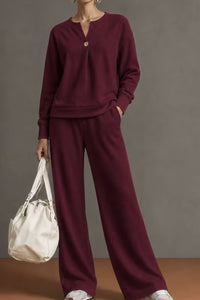 Willluxe® V-Neck One-Button Sweatshirt Set
