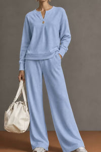 Willluxe® V-Neck One-Button Sweatshirt Set