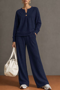Willluxe® V-Neck One-Button Sweatshirt Set