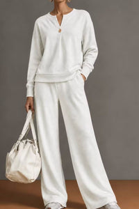 Willluxe® V-Neck One-Button Sweatshirt Set