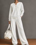 Willluxe® V-Neck One-Button Sweatshirt Set