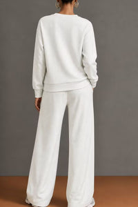 Willluxe® V-Neck One-Button Sweatshirt Set