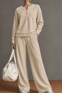 Willluxe® V-Neck One-Button Sweatshirt Set