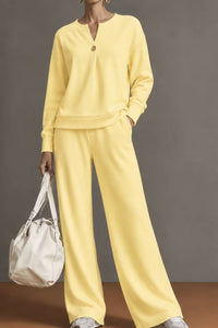 Willluxe® V-Neck One-Button Sweatshirt Set