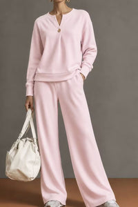 Willluxe® V-Neck One-Button Sweatshirt Set