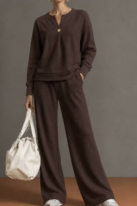 Willluxe® V-Neck One-Button Sweatshirt Set