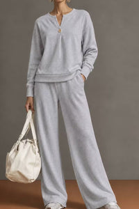 Willluxe® V-Neck One-Button Sweatshirt Set