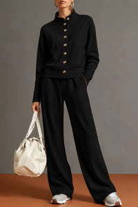 Willluxe® Button Cardigan & Wide-Leg Sweatpants Set