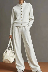 Willluxe® Button Cardigan & Wide-Leg Sweatpants Set