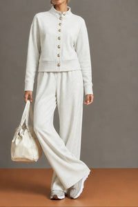Willluxe® Button Cardigan & Wide-Leg Sweatpants Set