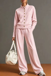 Willluxe® Button Cardigan & Wide-Leg Sweatpants Set