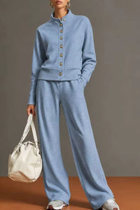 Willluxe® Button Cardigan & Wide-Leg Sweatpants Set