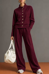Willluxe® Button Cardigan & Wide-Leg Sweatpants Set